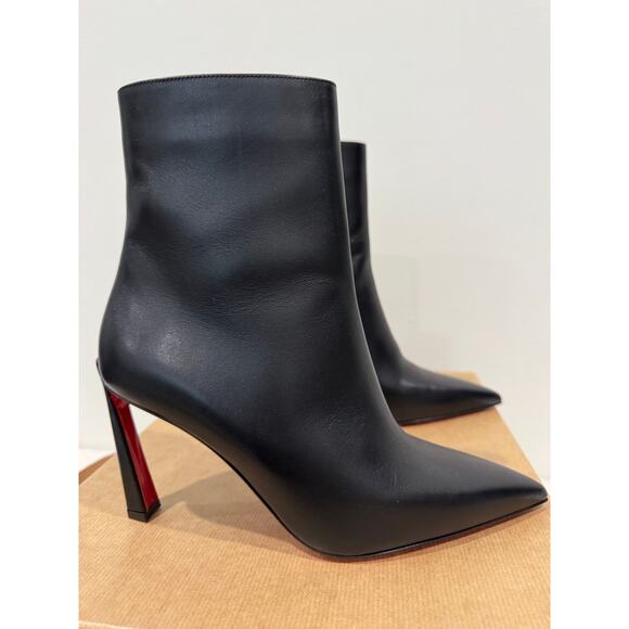 Christian Louboutin Condora 85 Black Leather Booties Size 39.5 (New in Box) - Picture 5 of 11